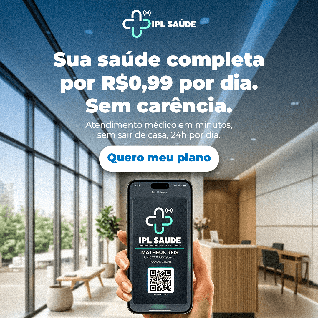 IPL Saude — Sua saude completa por R$0,99 por dia. Sem carencia. Atendimento medico em minutos, 24h por dia.